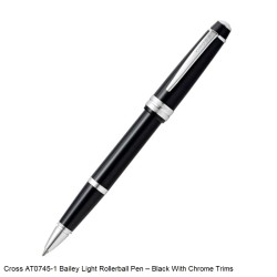 Cross Rollerball Pen AT0745-1 Bailey Light – Black With Chrome Trims