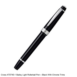 Cross Rollerball Pen AT0745-1 Bailey Light – Black With Chrome Trims