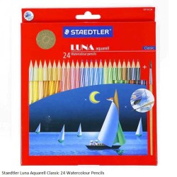 Staedtler Luna Aquarell Classic 24 Watercolour Pencils 137 10 C24 + 1Pc 777 05 + 1Pc 526 E40 + 1Pc 526 35
