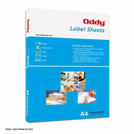 Oddy Paper Sticker A4 Size in various cuts Pack of 100sheets