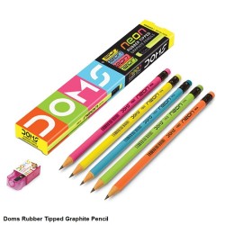 Doms Neon Rubber Tipped HB/2 Graphite Pencils (pack of 10pencils)