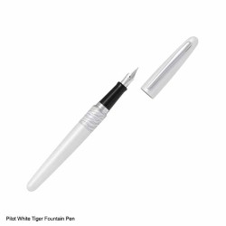 Pilot White Tiger Fountain Pen - White body, Fine Nib