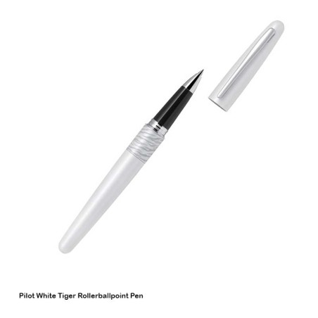 Pilot White Tiger Roller Ball Pen - Black Ink - Fine Point
