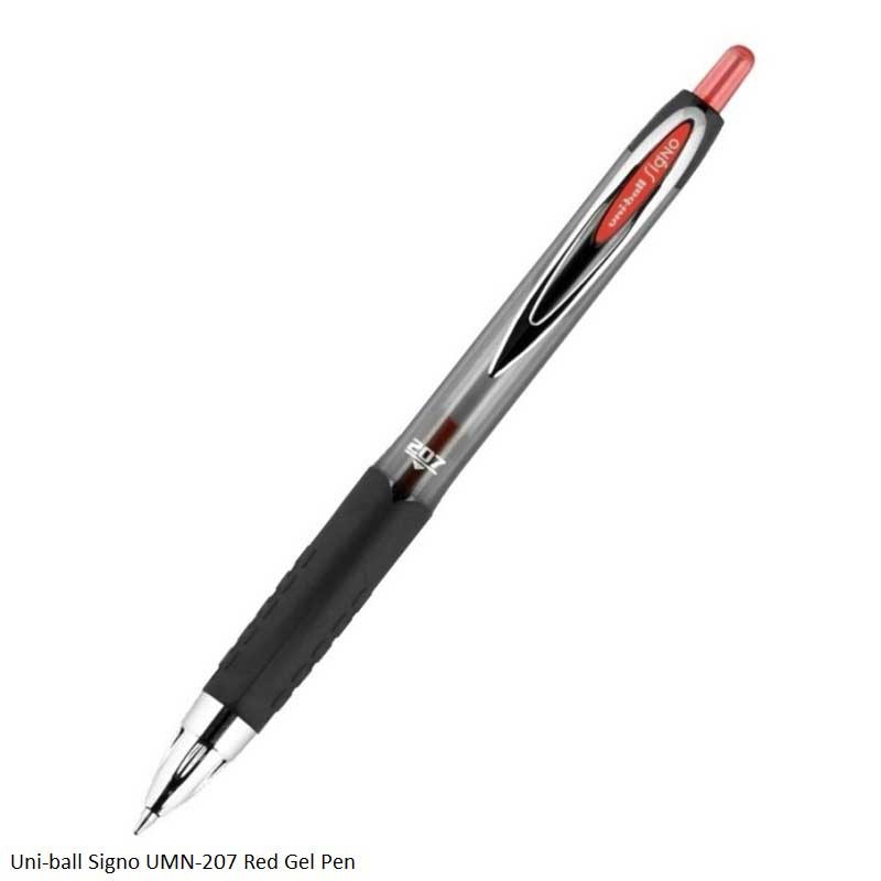 Uni-ball Signo 207 UMN-207 Gel Pen IN Black, Blue, Green and Red Ink