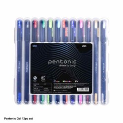 Pentonic Multicolor Gel Pen With Hard Box Case 12 Pcs Set