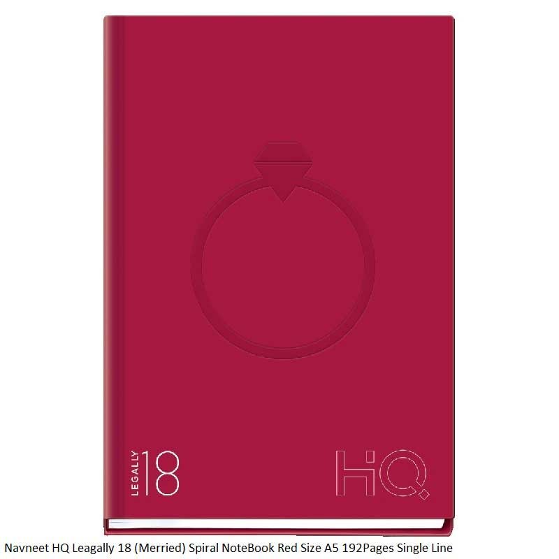 Navneet HQ Leagally 18 Spiral NoteBook Size A5 (14.8x21cm) 192Pages Single Line