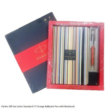 Parker Gift Set Jotter Standard CT Orange Ballpoint Pen with Notebook