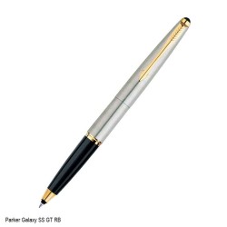 Parker Galaxy Stainless Steel Rollerball Pen with Gold Trims