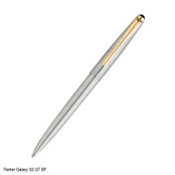 Parker Galaxy Stainless Steel Ballpoint Pen with Gold Trims