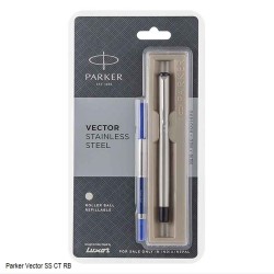 Parker Vector Stainless Steel Rollerball Pen with Chrome Trims