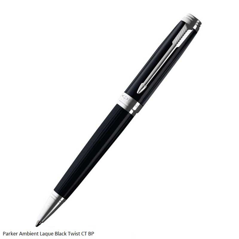 Parker Ambient Laque Black Twist Chrome Trim Ballpoint Pen