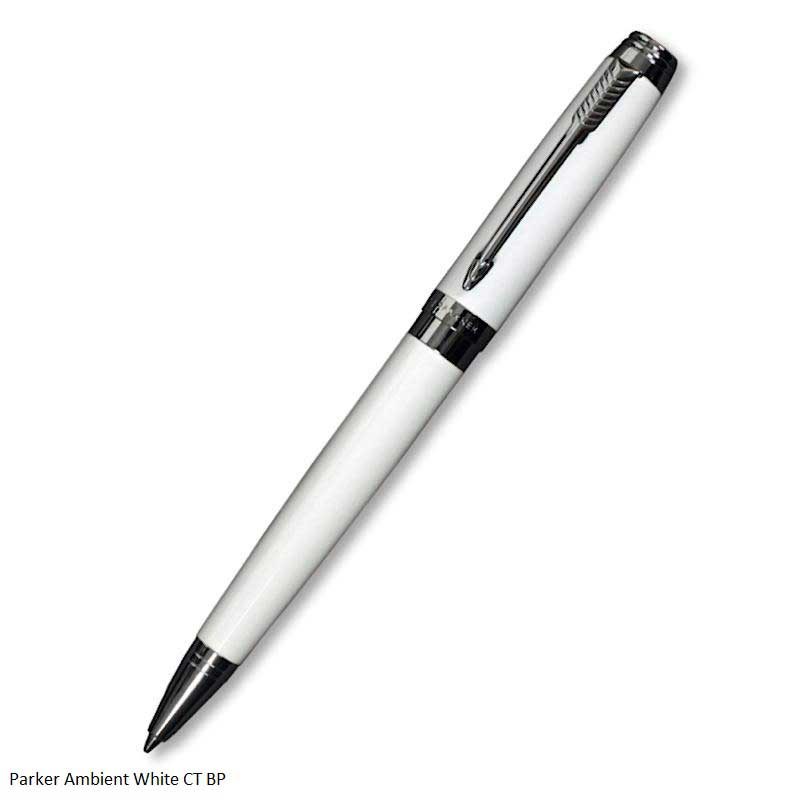 Parker Ambient White Twist Chrome Trim Ballpoint Pen