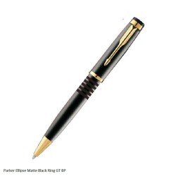 Parker Ellipse Royal Matte Black Rings Twist Gold Trim Ballpoint Pen