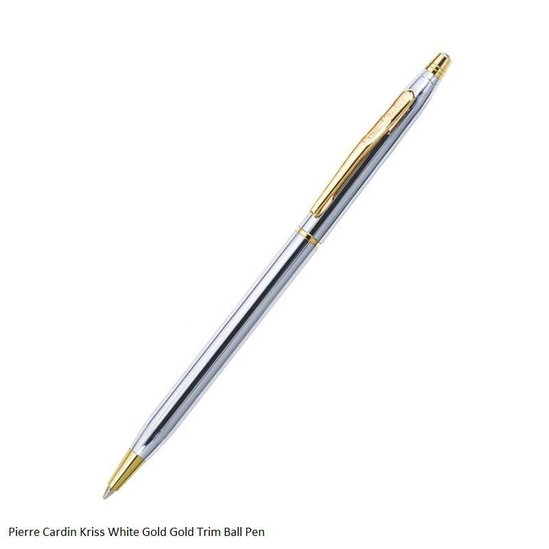 Pierre Cardin Kriss White Gold Gold Trim Ball Pen
