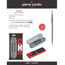Pierre Cardin Kriss White Gold Gold Trim Ball Pen