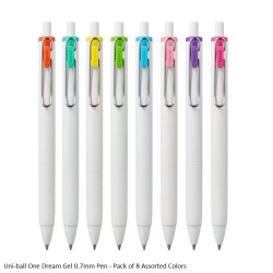 Uni-ball One Dream Gel 0.7mm Pen - Pack of 8 Assorted Colors