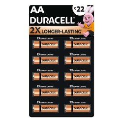 Duracell AA 2X Longer-Lasting 1.5v Alkaline Batteries Pack of 10Pcs
