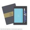 Parker Gift Set Aster Matte Blue Chrome Trim Rollerball Pen with Sky Blue Large Notebook