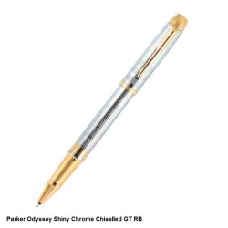 Parker Odyssey Shiny Chrome Chiselled Gold Trim Rollerball Pen