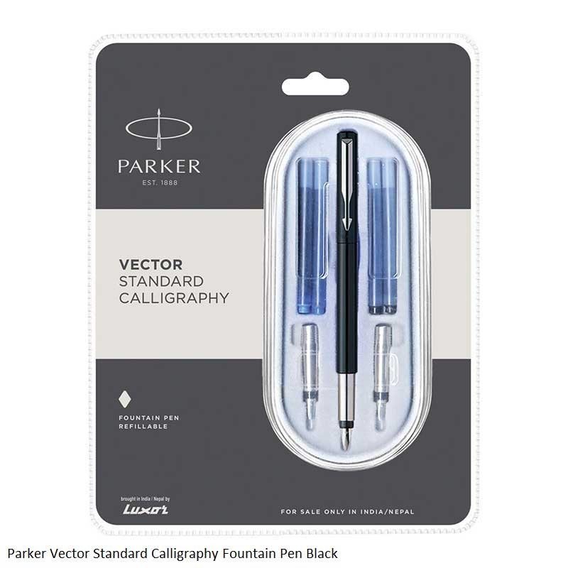 Parker Vector Standard Calligraphy Fountain Pen with Chrome Trim