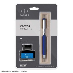 Parker Vector Metallix CT Fountain Pen with Quink Ink Bottle