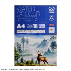 Watercolour Paper 200gsm A4 Pack of 10 Loose Sheet by Anupam