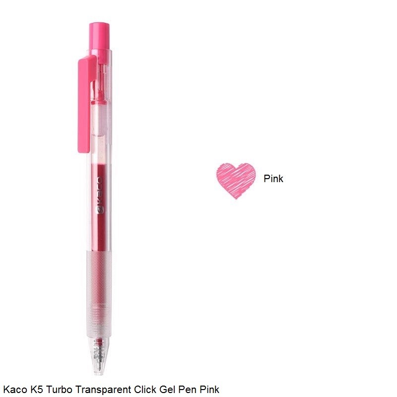 Kaco K5 Turbo Transparent Click Gel Pen in 20 Different Colors