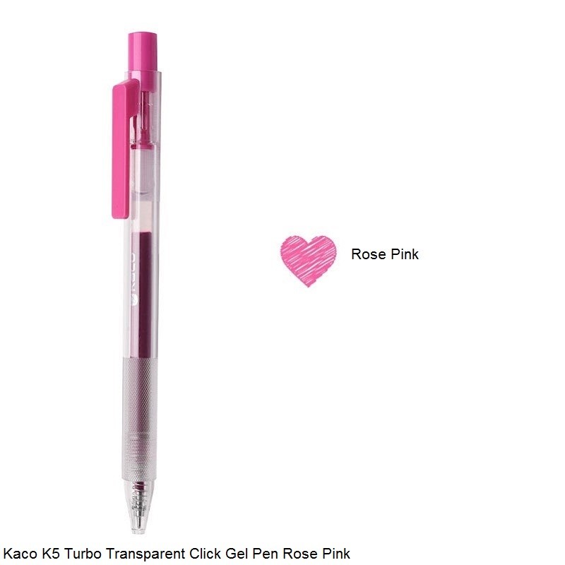 Kaco K5 Turbo Transparent Click Gel Pen in 20 Different Colors