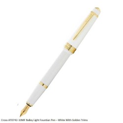 Cross Fountain Pen AT0746-10MF Bailey Light – White With Golden Trims