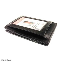 Swiss Military LW-32 Leather Black Magnetic Money Clipper Come Card Holder