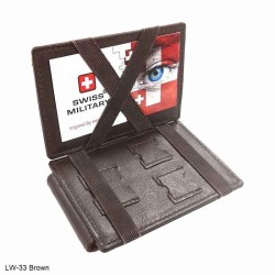 Swiss Military LW-33 Leather Brown Magnetic Money Clipper Come Card Holder