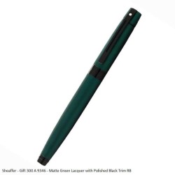 Sheaffer - Gift 300 A 9346 - Matte Green Lacquer with Polished Black Trim Rollerball Pen