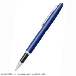 Sheaffer 9401 VFM Rollerball Pen Neon Blue with Chrome Plate Trim