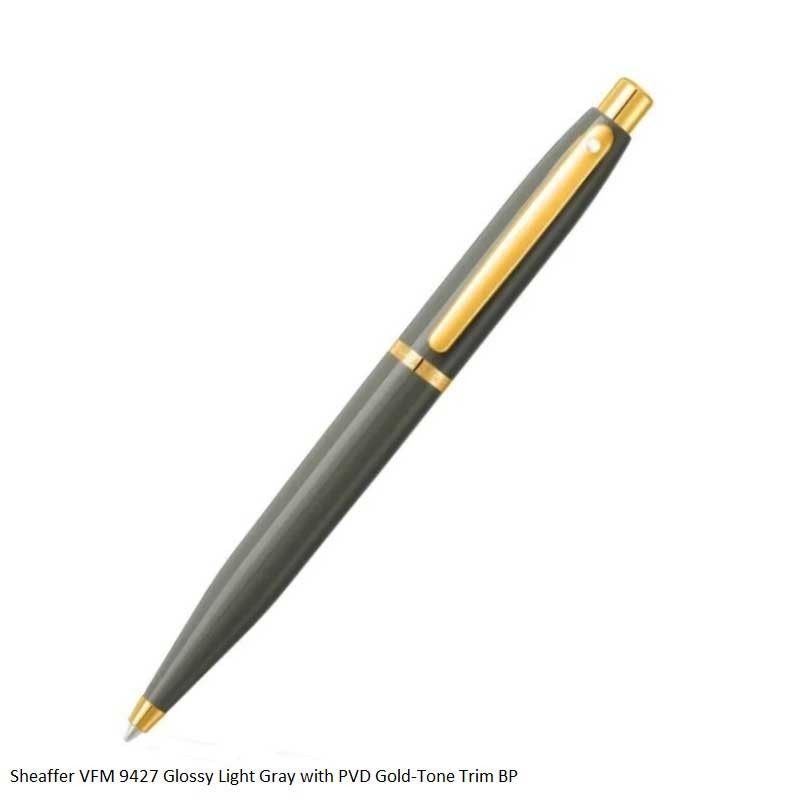 Sheaffer VFM 9427 Glossy Light Gray with PVD Gold-Tone Trim Ballpoint Pen