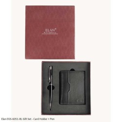 Elan EGS-6051-BL Gift Set - RFID Black Card Holder + Pen