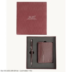 Elan EGS-6051-BR Gift Set - RFID Brown Card Holder + Pen