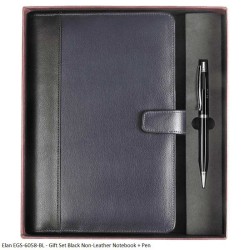 Elan EGS-6058-BL - A5 192p Black Non-Leather Notebook + Pen