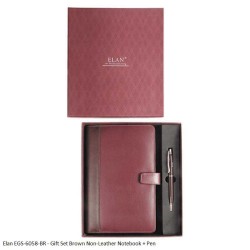 Elan EGS-6058-BR - A5 192p Brown Non-Leather Notebook + Pen