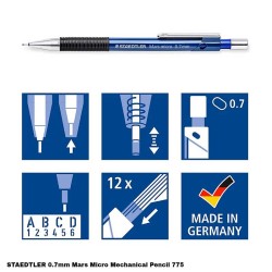 Staedtler 0.7mm Mars Micro Mechanical Pencil 775 with 250 0.7mm 1 Lead Pack