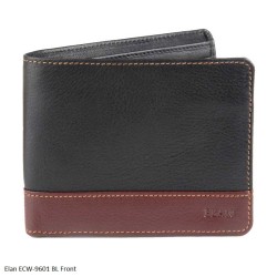 Elan ECW-9601 Leather Bifold Zipper Coin Wallet in Black, Blue and Brown