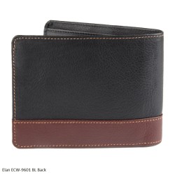 Elan ECW-9601 Leather Bifold Zipper Coin Wallet in Black, Blue and Brown