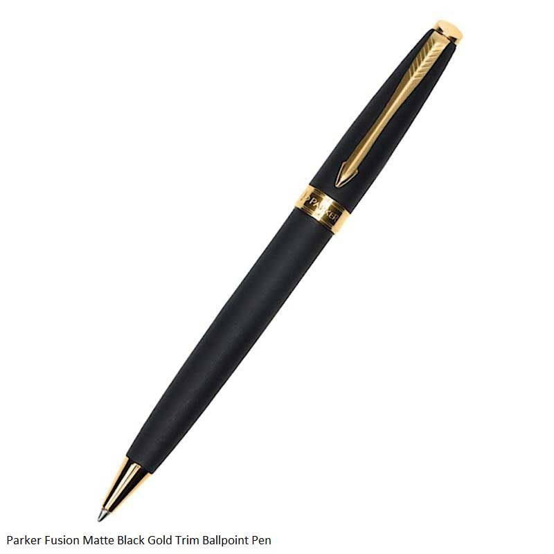 Parker Fusion Matte Black Gold Trim Ballpoint Pen