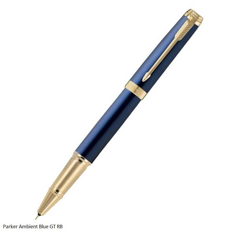 Parker Ambient Blue Gold Trim Rollerball Pen