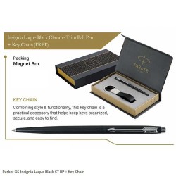 Parker Insignia Laque Black with Chrome Trim Ballpoint Pen with Key Chain