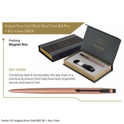 Parker Insignia Rose Gold with Black Matte Trim Ballpoint Pen with Key Chain