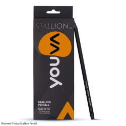Navneet Youva Stallion Pencil with Eraser Tip High Quality Dark Black Writing Pencil Pack of 10