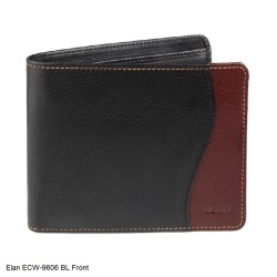 Elan ECW-9606 Leather Card with Flap and Zipper Coin Wallet in Black, Blue and Brownn