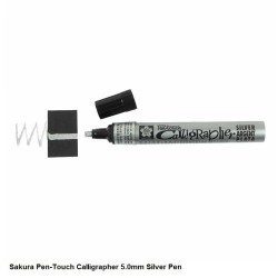 Sakura Pen Touch Calligrapher 5.0mm Quick Dry Permanent opaque marker Silver
