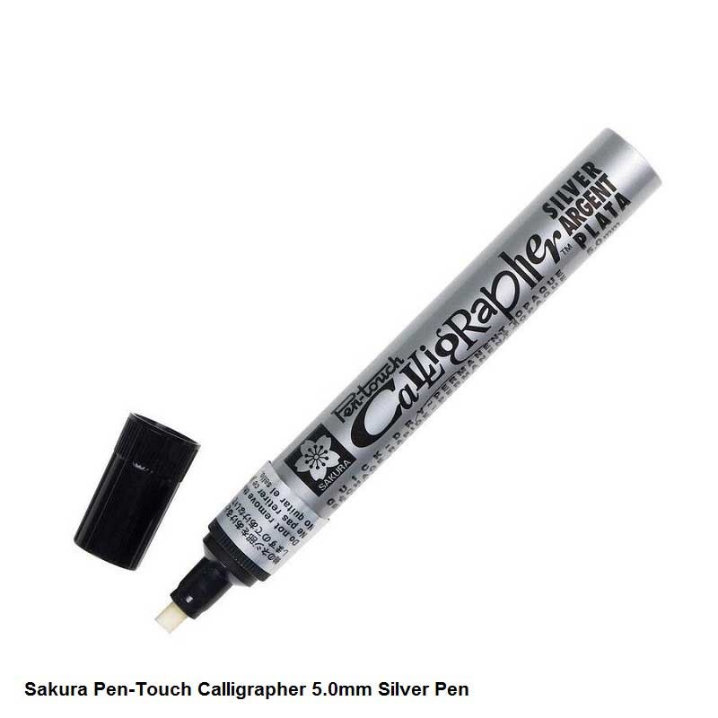 Sakura Pen Touch Calligrapher 5.0mm Quick Dry Permanent opaque marker Silver
