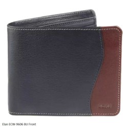 Elan ECW-9606 Leather Card with Flap and Zipper Coin Wallet in Black, Blue and Brownn